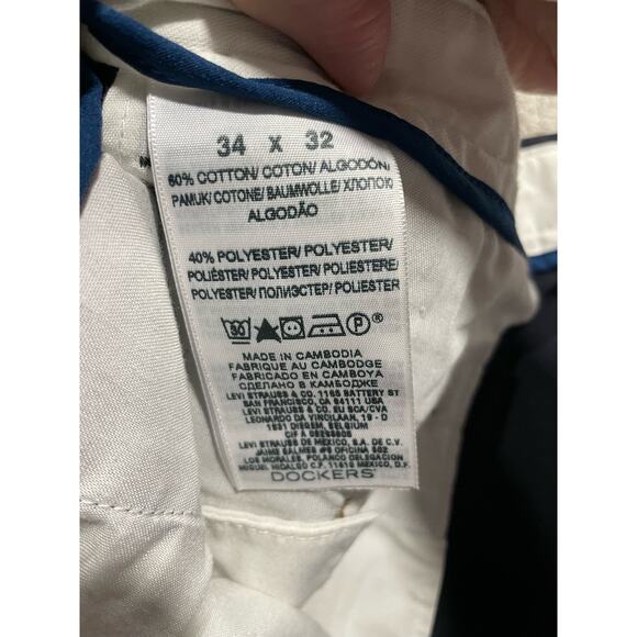 Dockers Chinos Straight Fit Pants Mens Size 34 x 32 Navy Blue Trousers Slacks - Picture 5 of 13